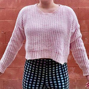 NWOT Pink Sparkly Thick Crop Sweater